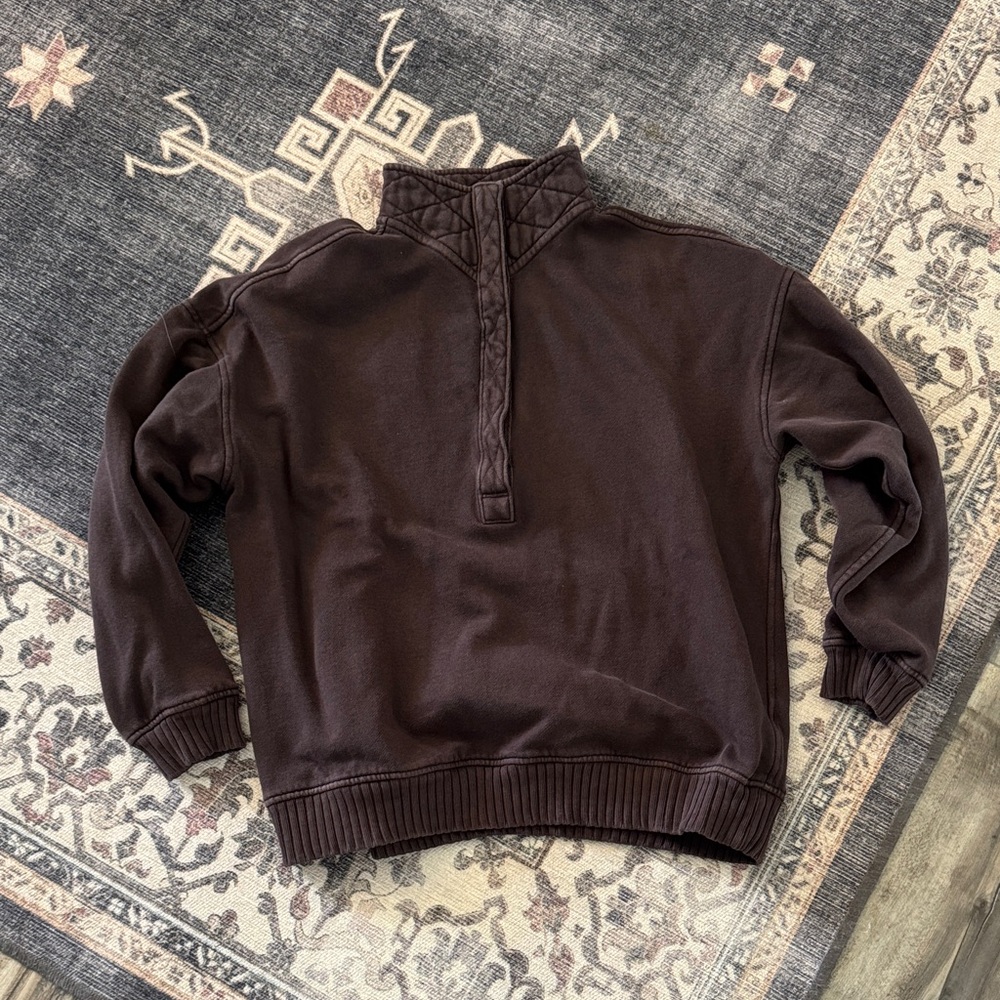 aerie Half-Zip Pullover in Dark Brown